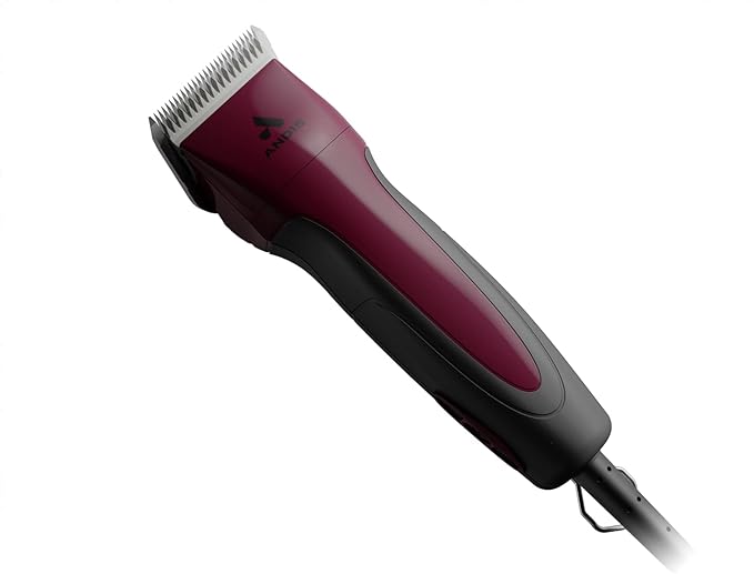 Andis 68530 Excel Professional 5-Speed Detachable Blade Clipper Kit - Animal/Dog Grooming, Rotary Motor, Soft-Grip Anti-Slip Housing, 14-Inch Cord, for All Coats & Breeds, SMC, Burgundy
