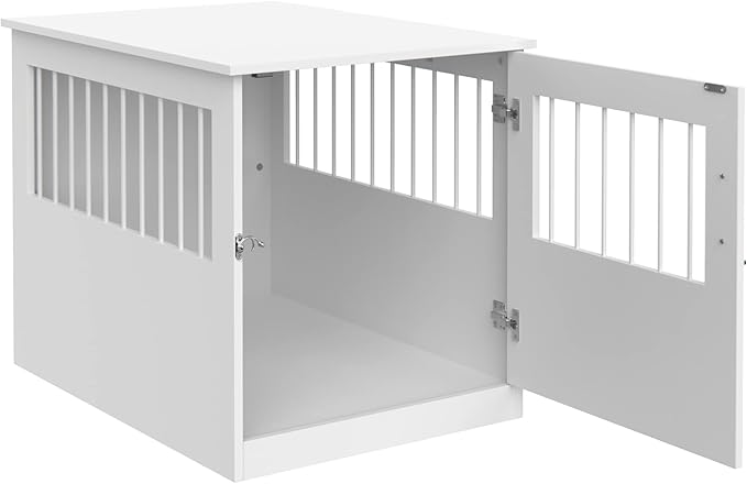 ClosetMaid Pet Crate End Table Furniture for Medium Dogs or Cats Under 25 lbs, White Wood Finish