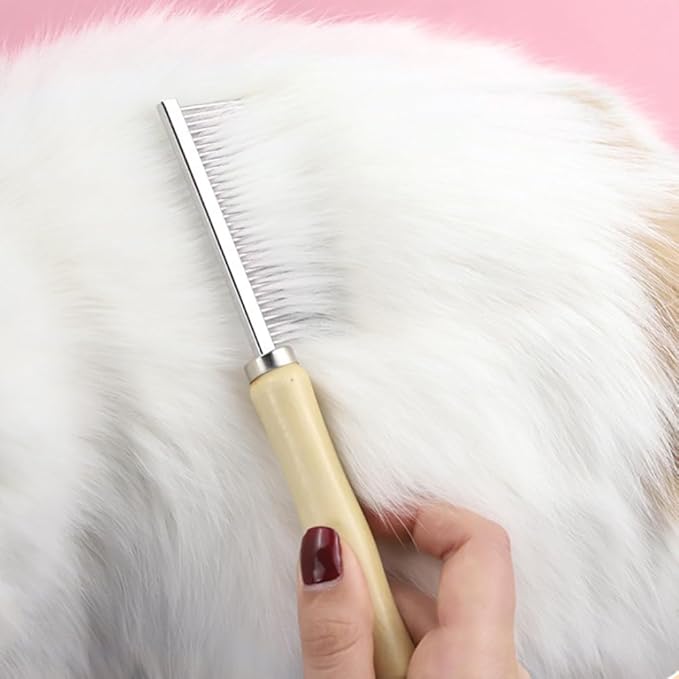 4 PACK Dog Cat Pet Comb Stainless Steel Cat Double-Sided Grooming Brush Professional Dog Grooming Comb Pet Hair Brush Cat Flea Comb for Long Short Hair Fur Brush Tool