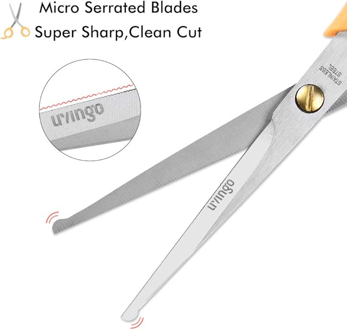 LIVINGO Professional Pet Grooming Scissors for Cats & Dogs, Titanium Coated Safe Rounded Tip and Micro Serrated Trimming Shears for Animal Face, Nose, Ear and Paw Hair, 2 Pack 6.5 inch