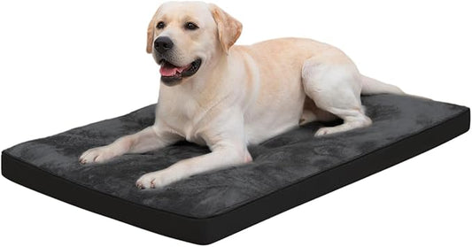 Dog Crate Bed for Large Size Dogs,Washable Dog Kennel Pad Ultra Soft Pet Sleeping Mat for Cages,Anti-Slip Bottom,35x22 inch,Black