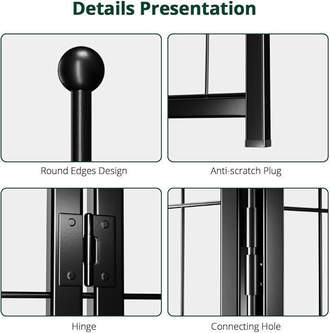PawGiant Dog Fence Playpen 24”/32”/40” Indoor Outdoor for Small/Medium/Large Dogs, Metal Pet Puppy Cat Exercise Fencing Gate Crate Cage Outside RV, Camping, Yard, Garden