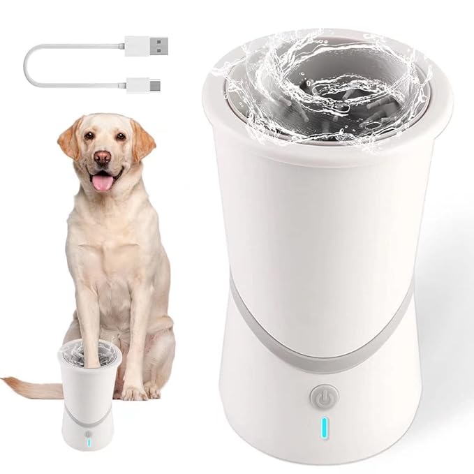 Automatic Paw Washer with Silicone Bristles - Electric Paw Cleaner Cup for Muddy Claws, Portable Pet Feet Washer with USB Charging, Designed for Small to Medium Cats & Dogs