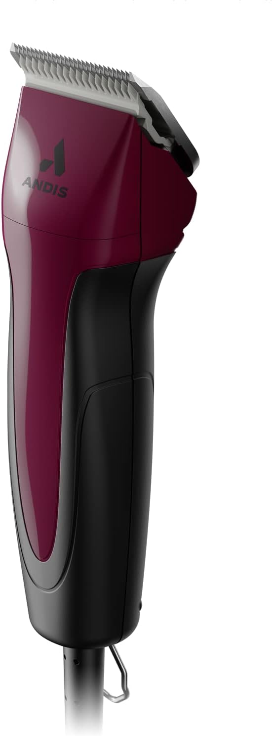 Andis 68530 Excel Professional 5-Speed Detachable Blade Clipper Kit - Animal/Dog Grooming, Rotary Motor, Soft-Grip Anti-Slip Housing, 14-Inch Cord, for All Coats & Breeds, SMC, Burgundy