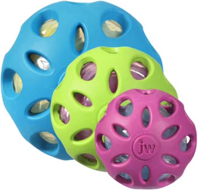 JW Pet Crackle Heads Crackle Ball Crunchy Noise Chew Fetch Toy for Dogs, Assorted Colors, Large 4' Diameter