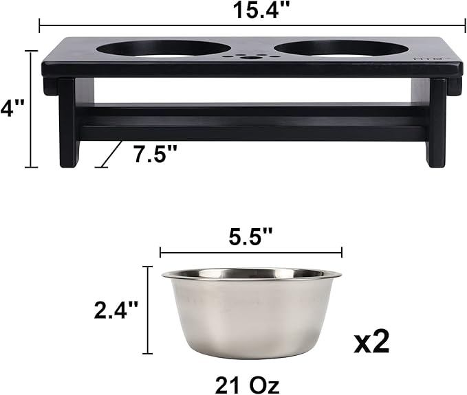 HTB Elevated Dog Bowls,Raised Dog Bowl Stand with 2 Stainless Steel Bowls,Elevated Raised Dog Bowls for Large Medium Small Sized Dogs