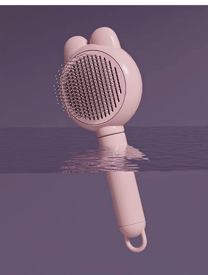 BBELLE CO Self-Cleaning Slicker Brush for Dogs & Cats – Skin-Friendly Grooming & Deshedding Tool for Shedding Pets, Durable Pet Accessories, Easy to Use, Blue. (PINK)