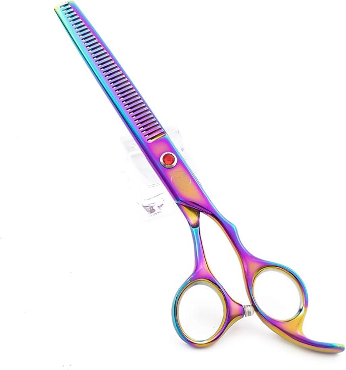 Moontay Professional 7.0" Dog Grooming Scissors Set, 4-pieces Straight, Upward Curved, Downward Curved, Thinning/Blending Shears for Dog, Cat and Pets, JP Stainless Steel, Multicolour