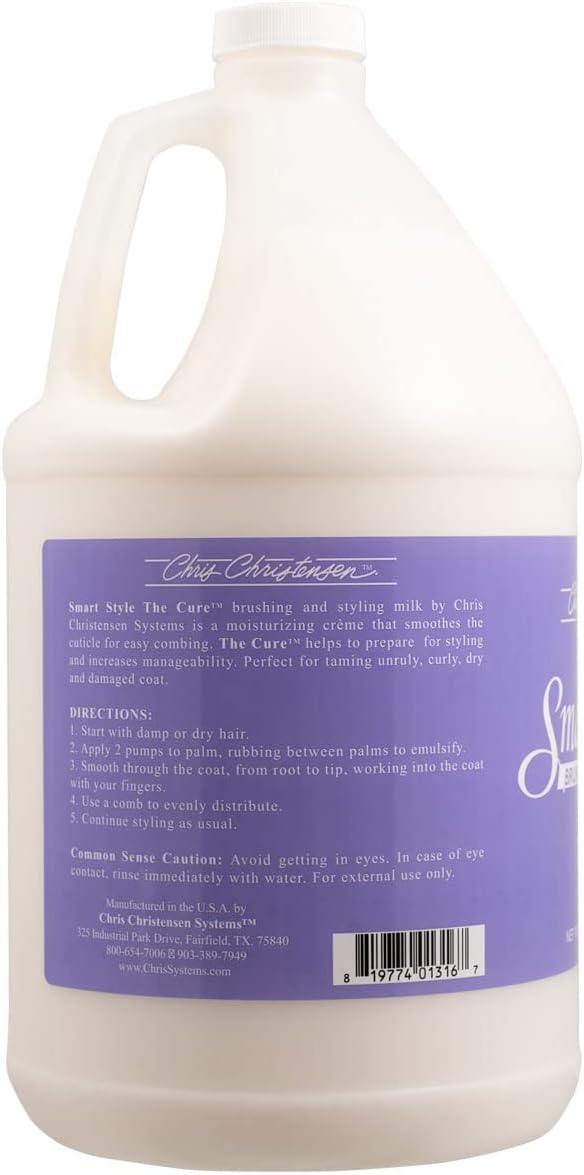 Chris Christensen Smart Style The Cure Brushing & Styling Milk, Dog Conditioner, Groom Like a Professional, 128 oz