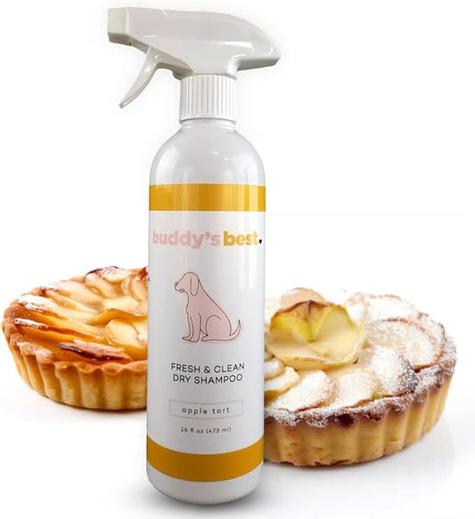 Buddy's Best Fresh & Clean Dry Shampoo for Dogs, 16 fl oz Bottle Waterless Dog Shampoo for Dog and Puppy Grooming (Apple Tart)