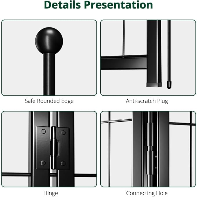 PawGiant Dog Fence Playpen 24”/32”/40” Indoor Outdoor for Small/Medium/Large Dogs, Metal Pet Puppy Cat Exercise Fencing Gate Crate Cage Outside RV, Camping, Yard, Garden