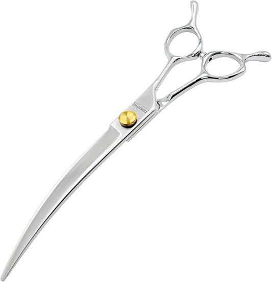 Dog Grooming Scissors, 7.5" Curved Shears, Premium Stainless Steel, Safety Rounded Tip & Ergonomic Symmetrical Handles for Dogs, Cats & Pet Trimming at Home