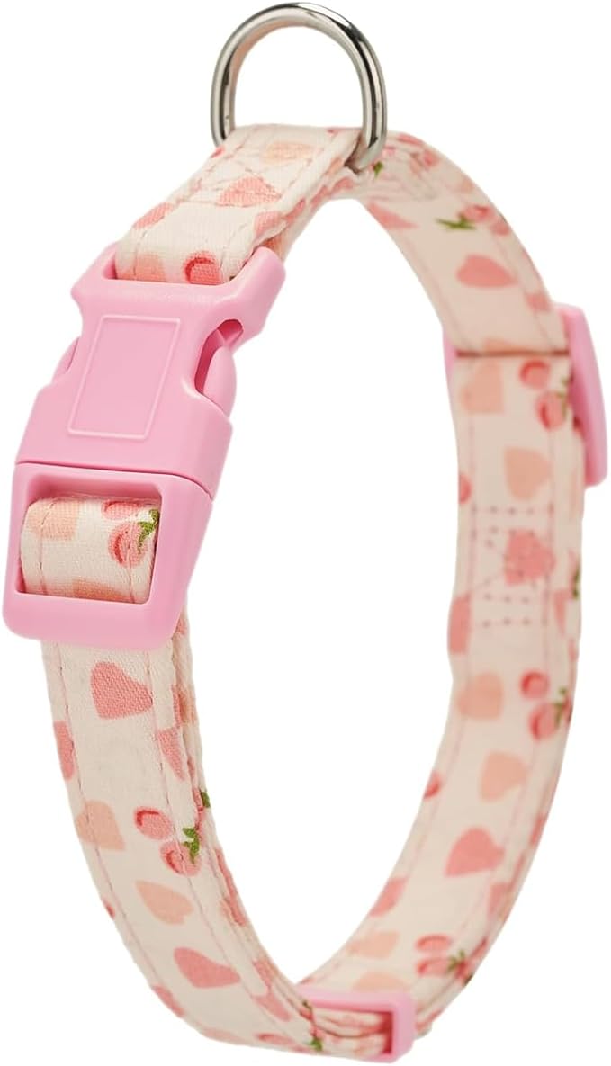 Cotton Dog Collar Soft Lightweight with Hand-Tied Knot Bow for Medium Dogs.(M, Peach)