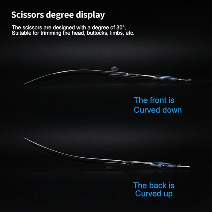 Curved Dog Scissors for Grooming,7.5" VG10 Steel Dog Grooming Scissors,25 Degree Bend,Sharp Blade with CNC Screw and Round Blunt Tip,Professional Pet Grooming Shears for Small Medium Dogs Cats Groomer