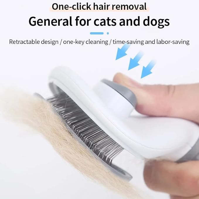 Cat Brush Remove Hair Pet Hair Removal Comb for Cats Non-slip Grooming Brush Stainless Steel Dog Combs Brushes Cat Accessories (Gray)