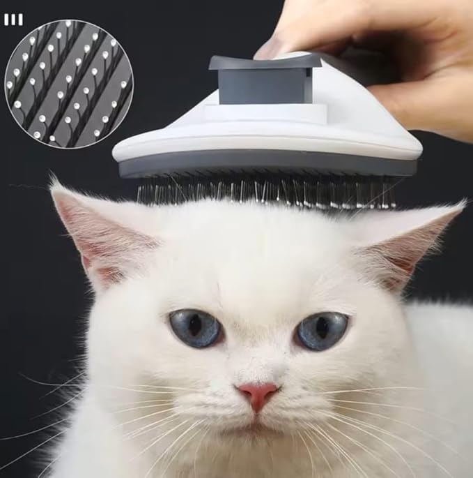 Brush Cat and Dog for shedding Gromming Cat brushes for indoor Cats Dog slickers cat fur brush cat comb with Release Button Dog Gromming Brush pet brush for semi short to semi long,, 7.84