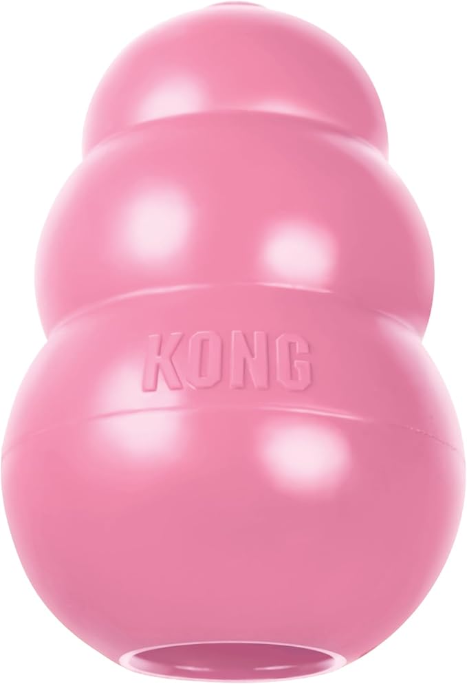 KONG Puppy - Natural Teething Rubber Chew Toy for Dogs - Stuffable Dog Toy for Extended Playtime - Chew & Fetch Toy for Puppies - for Medium Puppies - Pink