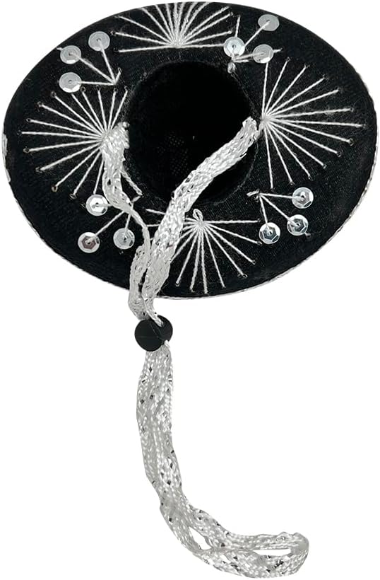 Mini Mariachi Hat 6 inch Black Sombrero for Fiesta Themed Parties for Small Dog/Cat Costume