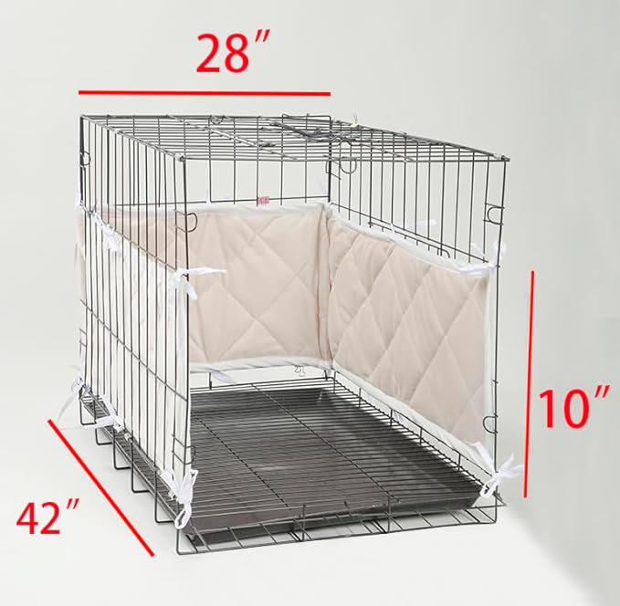 Dog Crate Bumpers With Ties - Apricot Training Pads, Safe and Comfortable Crate, Tail Protector (Bumper Only, Crate Not Included) 42"X28"X10"