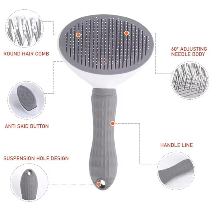 Brush Cat and Dog for shedding Gromming Cat brushes for indoor Cats Dog slickers cat fur brush cat comb with Release Button Dog Gromming Brush pet brush for semi short to semi long,, 7.84