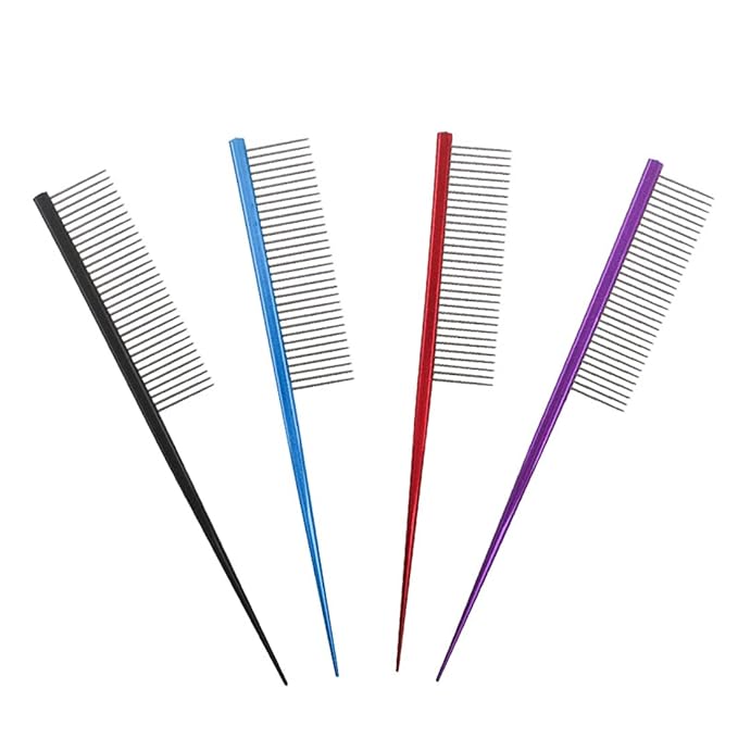 Cat & Dog Grooming Comb - Rat Tail Design with Rounded Ends for Safe Dematting, Hairstyling & Tangle Removal