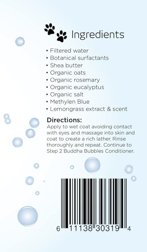 Bubbles Organic Natural Shampoo 16oz Bottle for Dogs | Gentle, Aids in Itch Relief and Fights Dandruff - Smells Great