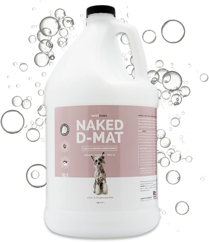 Bark2Basics Naked D-Mat Dog Conditioner, Gallon - Naturally Derived Ingredients, No Fragrance and Color, Gentle, Aids in Detangling, Dematting, and Eliminates Static, No Additives, Professional Grade