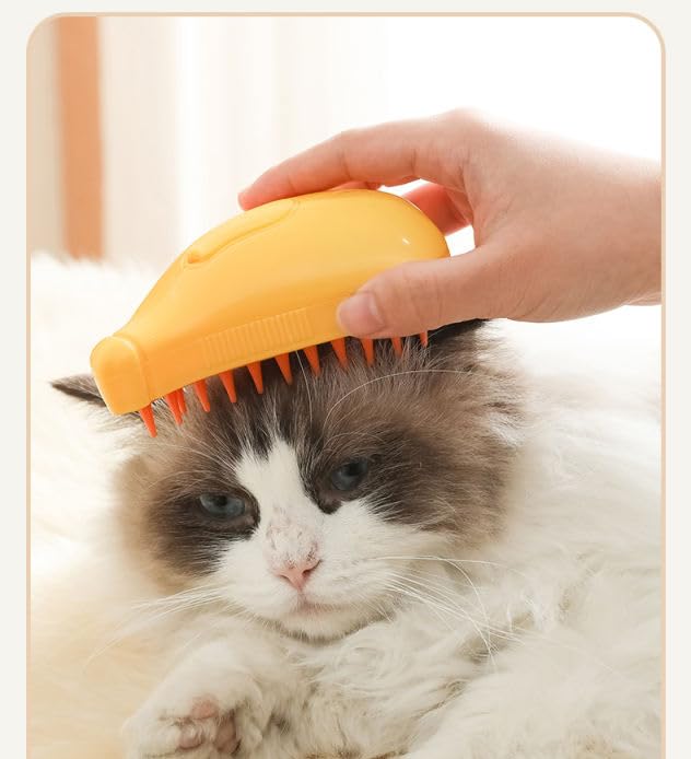 Pet Steam Brush Shower + FREE Laundry Lint Catcher(Pack of 2), Silicone Massage Steam Brush 3in1, Self-Cleaning Comb Steam Dog and Cat Steam Brush For Shedding, One Click Spray, Anti Flying Hair
