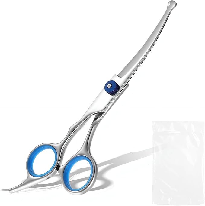 Dogs Scissors Curved Dog Grooming Scissors Round Tips Pet Grooming Shears Professional Dogs Cats Pets Groomings Shears 6.8 inches for Dog Cat on Face Paw Hair Trimming