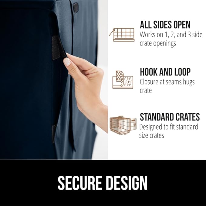 GORILLA GRIP Dog Crate Covers Compatible with Amazon Basics Dog Crates, All Sides Open, Privacy Cover Fits 42" Wire Kennel, Breathable Mesh Windows, Light Reducing Puppy Training Cage Topper, Navy