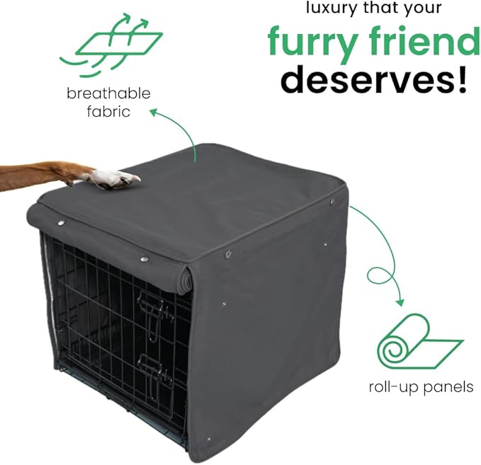 Molly Mutt I'm a Realist Dog Crate Cover, 100% Cotton Canvas Cover with 2 Roll-Up Panels, Ideal for Dog or Cat Crate, Durable, Washable, and Free of Harmful Chemicals, 36" x 23" x 25"