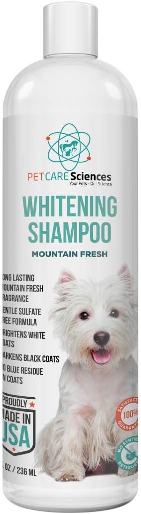 8 fl oz Dog Whitening Shampoo - Dog Shampoo for White Dogs - Brightens White and Darkens Dark Coats - Tearless and Natural - Hair and Fur Whitener for Dogs - Made in The USA