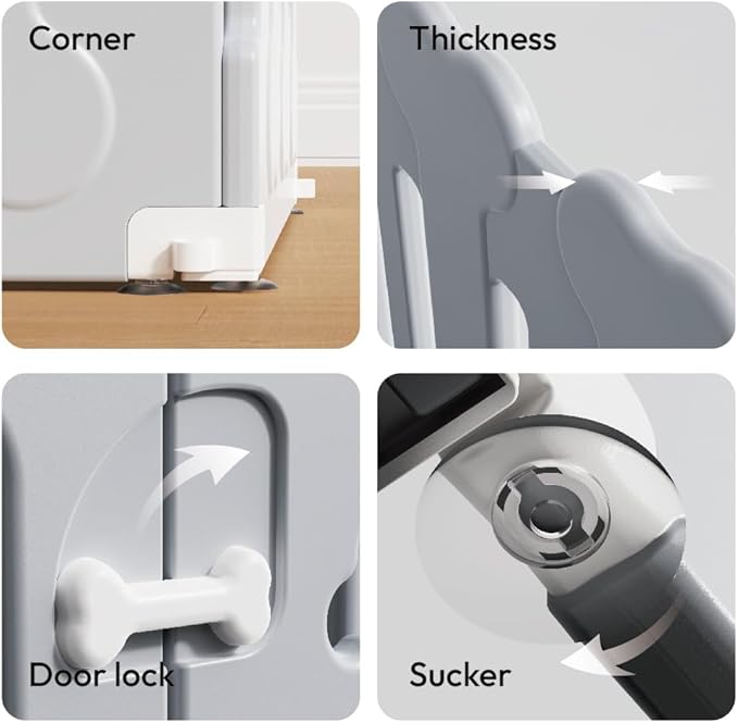 Dog Playpen, Puppy Playpen for Small Dogs, Indoor Dog Play Pen with Door & Lockable Gate, Foldable Portable Pet Fence, Easy to Assemble