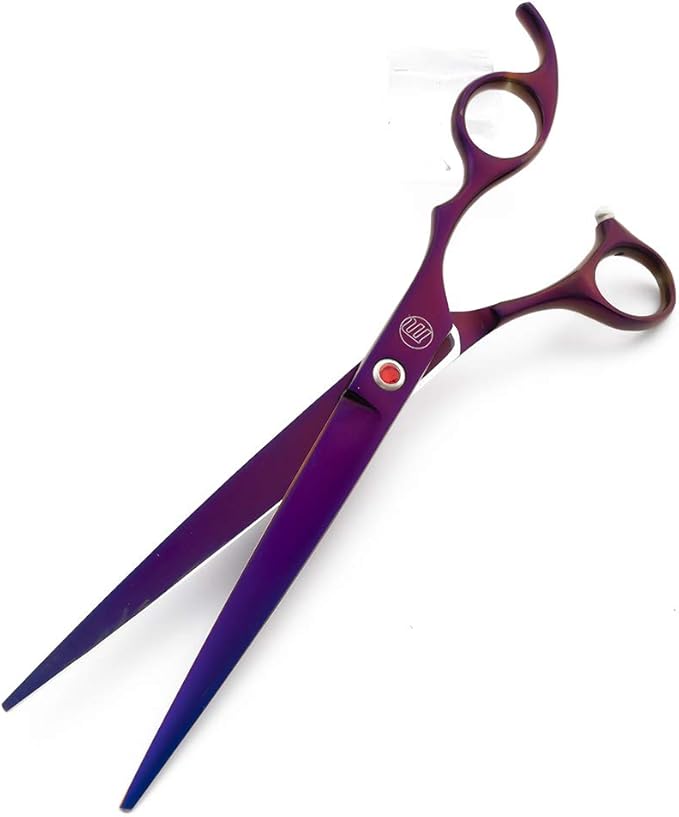 Moontay Professional 8.0" Dog Grooming Scissors Set, 4-pieces Straight, Upward Curved, Downward Curved, Thinning/Blending Shears for Dog, Cat and Pets, JP Stainless Steel, Purple