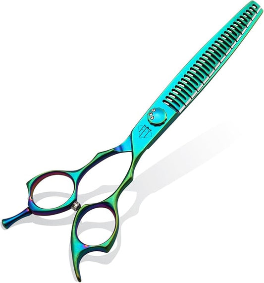 Dog Grooming Scissors: 7" Pet Chunker Shears Made Of Japanese 440C Advanced Stainless Steel Trimming Dogs Cats and Other Pets Green