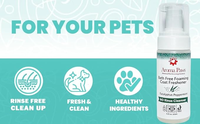 Bath Free Foaming Cleanser for Dogs - No Rinse Deodorizing Foam - Waterless Bath - Clean in Between Baths, Ingredients, 4.25 oz.