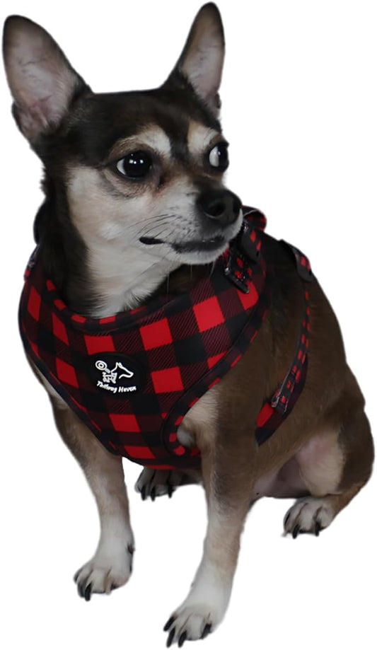 Dog Harness and Leash Set, No Pull Adjustable Soft Padded Vest, No Choke (Small, Red Plaid)