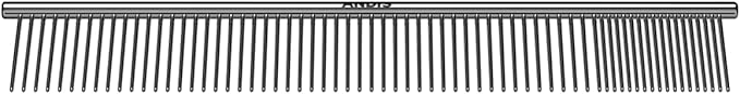 Andis 68545 Stainless-Steel Comb for Knots, Mats & Loose Hair Removal - Effective Dematting Tool Comfortable, Lightweight, Portable & Safe for Dogs, Cats & Pets – Silver, 10-Inch