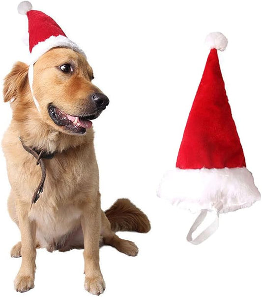 Adjustable 3D Christmas Santa Hat for Dogs Cats (Large)