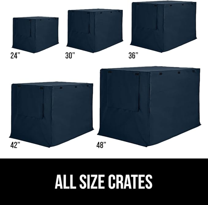 GORILLA GRIP Dog Crate Covers Compatible with Amazon Basics Dog Crates, All Sides Open, Privacy Cover Fits 42" Wire Kennel, Breathable Mesh Windows, Light Reducing Puppy Training Cage Topper, Navy