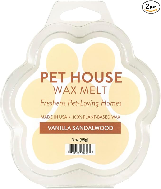 One Fur All Pet House Wax Melts - Vanilla Sandalwood Pack of 2 - Odor Eliminating, Long-Lasting Scented Wax Melts - Pet-Friendly, Natural