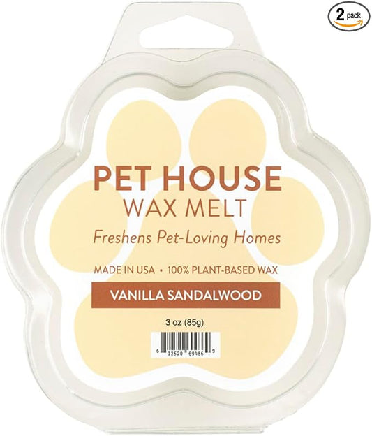 One Fur All Pet House Wax Melts - Vanilla Sandalwood Pack of 2 - Odor Eliminating, Long-Lasting Scented Wax Melts - Pet-Friendly, Natural