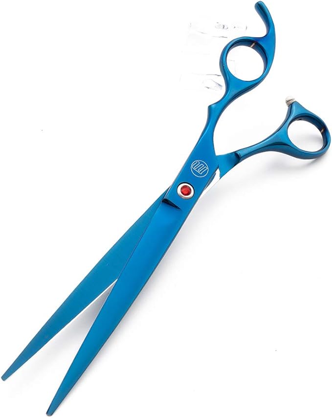 Moontay Professional 8.0" Dog Grooming Scissors Set, 4-pieces Straight, Upward Curved, Downward Curved, Thinning/Blending Shears for Dog, Cat and Pets, JP Stainless Steel, Blue