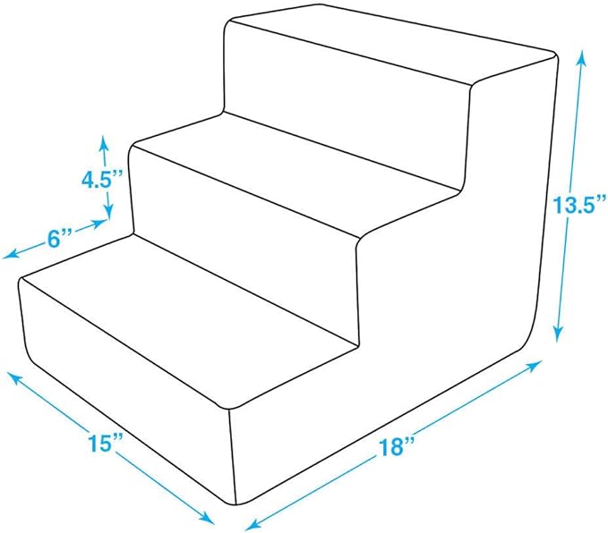 Best Pet Supplies Dog Stairs for Small Dogs & Cats, Foam Pet Steps Portable Ramp for Couch Sofa and High Bed Non-Slip Balanced Indoor Step Support, Paw Safe No Assembly - Paw Print on Beige, 3-Step