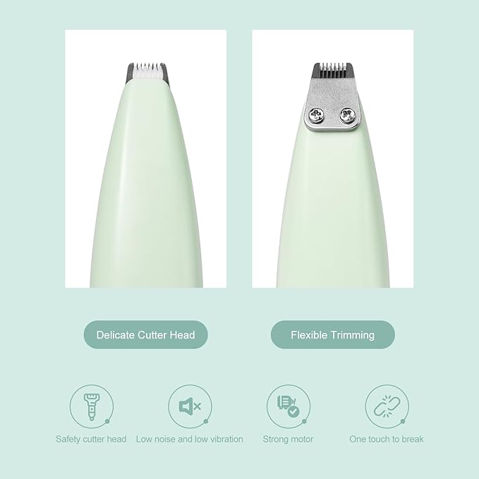 Dog Clippers for Grooming, Dog Paw Trimmer, Pet Paw Trimmer, Mini Trimmer for Dogs, Rechargeable, Low Noise for Trimming Dog Cat Hair Around Paws, Eyes, Ears, Face, Rump (Green)