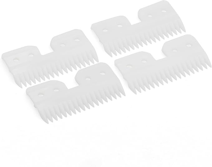 4 Pieces Professional Pet Clipper Replacement Cutter Blade, 18 Teeth Zirconia Ceramic Moving Blade Compatible with Oster Fast Feed A5 Style Detachable Horse Animal Clippers Pet Groomers (White)