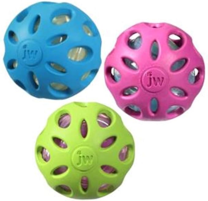 JW Pet Crackle Heads Crackle Ball Crunchy Noise Chew Fetch Toy for Dogs, Assorted Colors, Large 4' Diameter