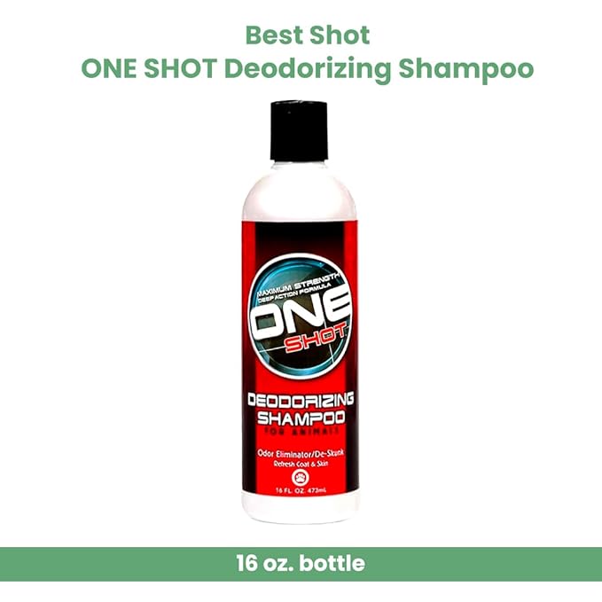Best Shot One Shot Deodorizing Shampoo, Coat and Skincare Product for Dogs, Cats, and Horses, Eliminates Foul Odors, De-Skunk, Ready-to-Use, 16 Oz.