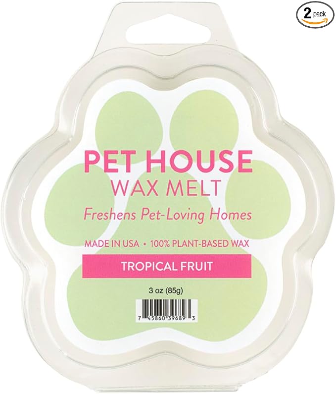 One Fur All Pet House Spring and Summer Wax Melts for Pet Odor, Natural, Plant Based Soy Wax Melts, Long Lasting Fragrance for Fresh Smelling Homes, Tropical Fruit