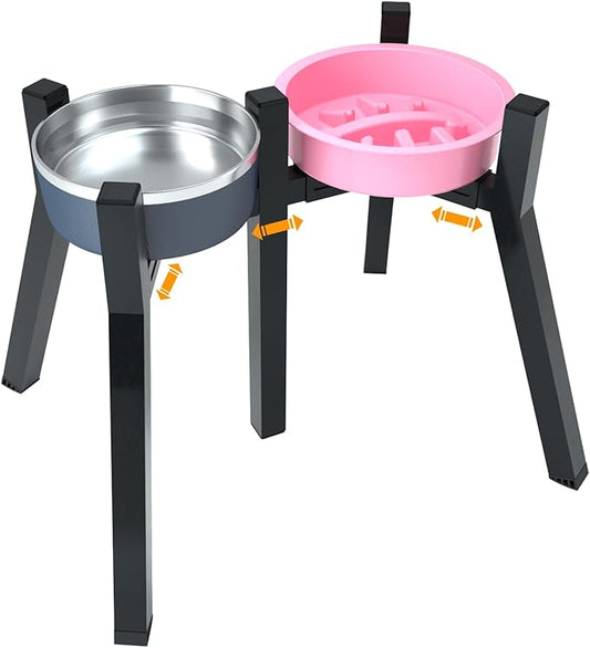 Raised Dog Stand for Extra Large and Large Breeds, Adjustable Width 7-10.6", 13.7" Tall Food & Water Holder (2-IN-1 Design, Bowl Not Included)